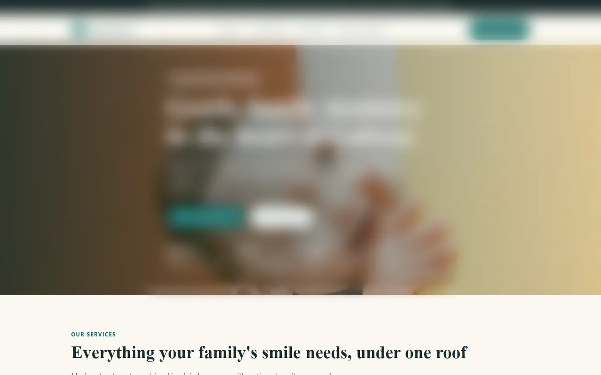 Free homepage concept for a dental practice in Ireland, business details blurred