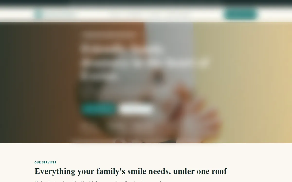 Free homepage concept for a dental practice in UK, business details blurred